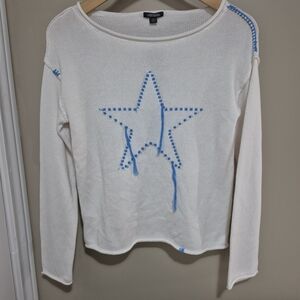 Wild Fable White Sweater with Blue Star Design